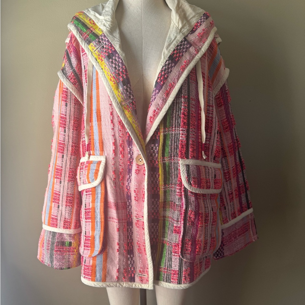 Free People Ezra Striped Oversized Coat (L) (NWOT)
